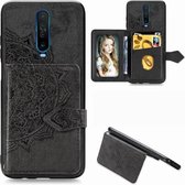 Voor Xiaomi Redmi K30 Mandala Reliëf Magnetische Doek PU + TPU + PC Case met Houder & Kaartsleuven & Portemonnee & Fotolijst & Riem (Zwart)