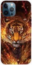 Schokbestendig geverfd transparant TPU-beschermhoesje voor iPhone 12 Pro Max (Flame Tiger)