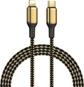 WiWU GD-103 3A USB-C / Type-C naar 8-pins zinklegering + nylon gevlochten datakabel, kabellengte: 3 m (goud)