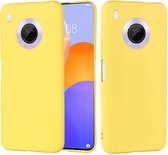 Voor Huawei Y9a Pure Color vloeibare siliconen schokbestendige volledige dekking hoes (geel)