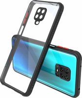 Voor Xiaomi Redmi Note 9 Pro Bandzijde Textuur Contrastknop Schokbestendig PC + TPU Telefoon Beschermhoes (Zwart)