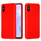 Voor Geschikt voor Xiaomi Redmi 9A Pure Color Vloeibare siliconen schokbestendige hoes met volledige dekking (rood)