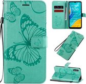 Voor Huawei Enjoy 10e 3D Vlinders Embossing Patroon Horizontale Flip Leren Case met Houder & Kaartsleuf & Portemonnee & Lanyard (Groen)