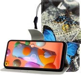 Voor Huawei P40 Lite E Gekleurde Tekening Horizontale Flip Leren Case met Houder & Kaartsleuf & Portemonnee (Een Vlinder)