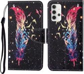 Voor Samsung Galaxy A32 5G Gekleurde Tekening Patroon Horizontale Flip Leren Case met Houder & Kaartsleuven & Portemonnee & Lanyard (Veer)