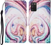 Voor Samsung Galaxy A02s (EU-versie) Gekleurde tekening patroon Horizontale flip lederen tas met houder & kaartsleuven & portemonnee & lanyard (Whirlpool Marble)