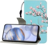 Voor Huawei Honor 30 Gekleurde tekening Horizontale lederen flip case met houder & kaartsleuf & portemonnee (Magnolia)