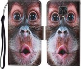 Voor Xiaomi Redmi Note 9 Pro Gekleurde Tekening Patroon Horizontale Flip Leren Case met Houder & Kaartsleuven & Portemonnee & Lanyard (Orang-oetan)