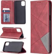 Voor LG K42 Rhombus Texture Horizontale Flip Magnetische Leren Case met Houder & Kaartsleuven (Rood)