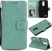 Voor LG X210 Totem Bloem Reliëf Horizontale Flip TPU + PU lederen tas met houder & kaartsleuven & portemonnee (groen)