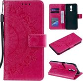 Voor LG K40 Totem Bloem Reliëf Horizontale Flip TPU + PU lederen tas met houder & kaartsleuven & portemonnee (rood)