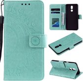 Voor LG K40 Totem Bloem Reliëf Horizontale Flip TPU + PU lederen tas met houder & kaartsleuven & portemonnee (groen)