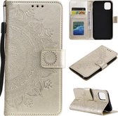 Totem bloem reliëf horizontale flip TPU + PU lederen tas met houder & kaartsleuven & portemonnee voor iPhone 11 (goud)