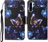 Voor Huawei P30 Pro Gekleurde Tekening Patroon Horizontale Flip Leren Case met Houder & Kaartsleuven & Portemonnee & Lanyard (Maan Vlinder)