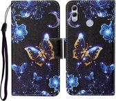 For Honor 10 Lite Gekleurde tekening patroon Horizontale flip lederen tas met houder & kaartsleuven & portemonnee & lanyard (maanvlinder)