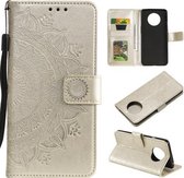 Voor Xiaomi Redmi Note 9T Totem Bloem Reliëf Horizontale Flip TPU + PU Lederen Case met Houder & Kaartsleuven & Portemonnee (Goud)