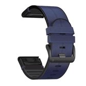 Voor Garmin Fenix 6X siliconen + lederen snelsluiting vervangende band horlogeband (blauw)