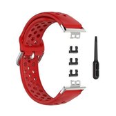 Voor Huawei Watch Fit 18mm Sport Style Silicone Solid Color Replacement Strap Horlogeband (rood)
