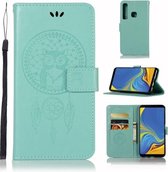 Windgong Uil Embossing Patroon Horizontale Leren Flip Case met Houder & Kaartsleuven & Portemonnee Voor Galaxy A9 (2018) (Groen)