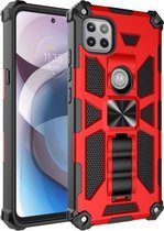 Voor Motorola Moto One 5G Ace schokbestendig TPU + pc magnetische beschermhoes met houder (rood)