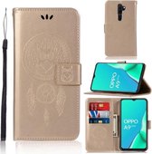 Voor OPPO A9 (2020) Windgong Uil Embossing Patroon Horizontale Flip lederen tas, met houder & kaartsleuven & portemonnee (goud)