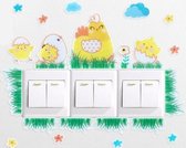 3D Eenvoudige Socket Decoratieve Stickers Schakelaar Muurstickers Huishoudelijke Dubbele Heks Beschermhoes (Happy Chicken Baby)