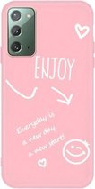 Voor Samsung Galaxy Note20 Geniet van Smiley Heart Pattern Shockproof TPU Case (Pink)