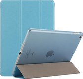 Voor iPad 9.7 (2018) & iPad 9.7 inch (2017) & iPad Air Silk Texture Horizontale Flip Leather Case met drievoudige houder (blauw)