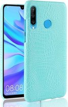 Schokbestendige krokodiltextuur pc + PU-hoes voor Huawei P Smart + (2019) (groen)