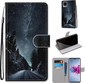 Voor ZTE Axon 11 5G Gekleurde Tekening Cross Textuur Horizontale Flip PU Lederen Case met Houder & Kaartsleuven & Portemonnee & Lanyard (Mountain Road Sterrenhemel)
