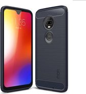 MOFI Brushed Texture Carbon Fiber TPU Case voor Motorola Moto G7 (blauw)