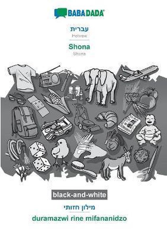 Hebrew (in hebrew script) - Shona, visual dictionary, BW - cover