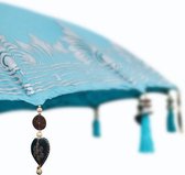 Bali parasol 300 cm zeeblauw half zilver