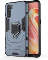 Voor OPPO A91 PC + TPU schokbestendige beschermhoes met magnetische ringhouder (marineblauw)