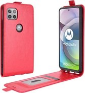 Voor Motorola Moto G 5G R64 Texture enkele verticale flip lederen beschermhoes met kaartsleuven en fotolijst (rood)