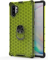 Voor Samsung Galaxy Note 10 + schokbestendige honingraat PC + TPU ringhouder beschermhoes (groen)