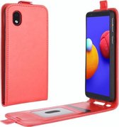 Voor Samsung Galaxy A01 Core / M01 Core R64 Textuur Enkele Verticale Flip lederen beschermhoes met kaartsleuven en fotolijst (rood)