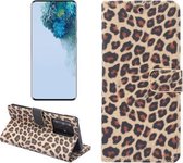 Voor Samsung Galaxy Note20 Ultra Leopard Pattern Horizontale Flip Leather Case met houder & kaartsleuven (geel)