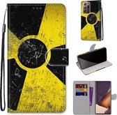 Voor Samsung Galaxy Note20 Ultra Gekleurde Tekening Cross Texture Horizontale Flip PU Leather Case met Houder & Kaartsleuven & Portemonnee & Lanyard (Gele en Zwarte Borden)