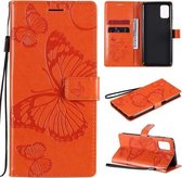 Voor Samsung Galaxy M31s 3D vlinders reliëf patroon horizontaal flip lederen tas met houder & kaartsleuf & portemonnee (oranje)