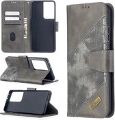 Voor Samsung Galaxy S21 Ultra 5G Bijpassende Kleur Krokodil Textuur Horizontale Flip PU Lederen Case met Portemonnee & Houder & Kaartsleuven (Grijs)