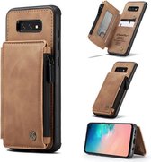 Voor Samsung Galaxy S10e CaseMe C20 multifunctionele pc + TPU beschermhoes met houder & kaartsleuf & portemonnee (bruin)