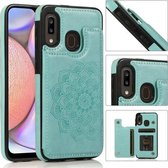 Voor Samsung Galaxy A10e / A20e dubbele gesp Mandala patroon PU + TPU beschermhoes met kaartsleuven & houder & fotolijst (groen)