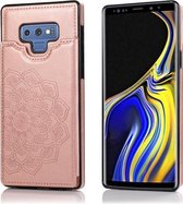 Voor Samsung Galaxy Note9 Mandala-patroon met dubbele gesp PU + TPU-beschermhoes met kaartsleuven en houder & fotolijst (rose goud)