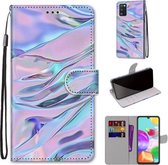 Voor Samsung Galaxy A41 Gekleurde tekening Cross Texture Horizontale Flip PU lederen tas met houder & kaartsleuven & portemonnee & lanyard (fluorescerend waterpatroon)