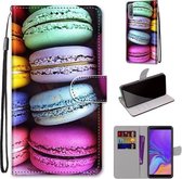 Voor Samsung Galaxy A7 2018 Gekleurde Tekening Cross Textuur Horizontale Flip PU Lederen Case met Houder & Kaartsleuven & Portemonnee & Lanyard (Kleurrijke Laagcake)