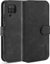 Voor Samsung Galaxy A12 DG.MING Retro Oil Side Horizontale Flip Leren Case met Houder & Kaartsleuven & Portemonnee (Zwart)