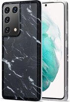 Voor Samsung Galaxy S21 Ultra 5G TPU glanzend marmerpatroon IMD beschermhoes (zwart)