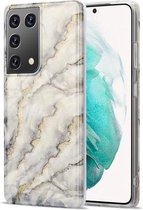 Voor Samsung Galaxy S21 Ultra 5G TPU Gilt Marble Pattern beschermhoes (grijs)