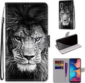 Voor Samsung Galaxy A20e Gekleurde Tekening Cross Textuur Horizontale Flip PU Lederen Case met Houder & Kaartsleuven & Portemonnee & Lanyard (Zwart-witte Leeuwenkop)